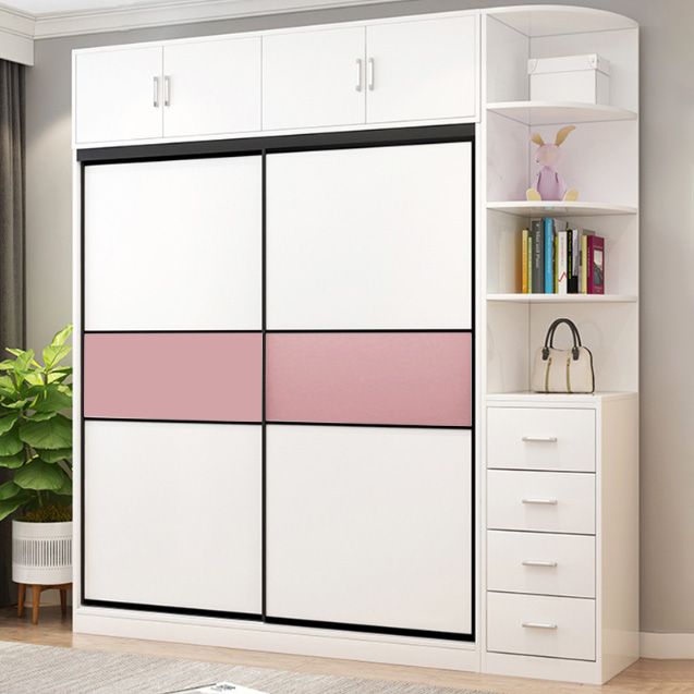 Color de couleur blanc tige de garde-robe comprenant la garde-robe placard de garde-robe avec porte coulissante