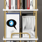 Glam Open Etagere Bookshelf Iron Frame Rubber Wood Shelf Bookshelf Clearhalo 'Bookcases' 'furn' 'furn_bookcases' 'Furniture' 'furniture_bookcases' 'kitchen' 'kitchen_bookcases' 'Living Room Furniture' 'Office Furniture' 1200x1200_ebf47d99-9038-4849-aae7-bec906e92c28