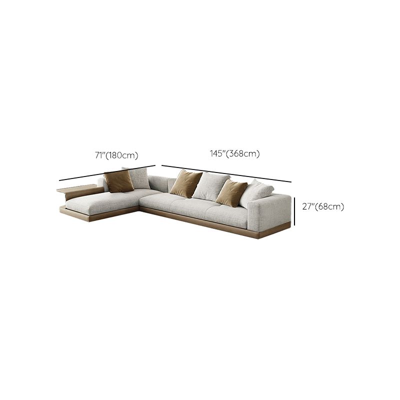 Farmhouse Sectional Sofa with Square Arms in Beige Linen Blend Clearhalo 'furn' 'furn_sectionals' 'Furniture' 'Living Room Furniture' 'Sectionals' 1200x1200_ebf6e0a7-ade9-4022-a51a-6089a50b377f
