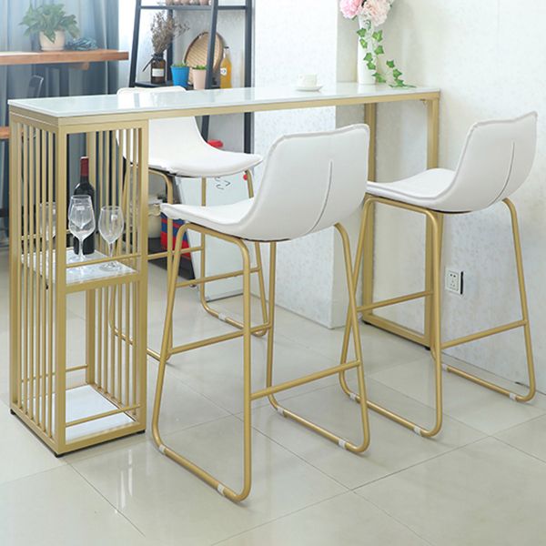 Stone Bar Dining Table Glam Rectangle Kitchen Bar Table with Double Pedestal Clearhalo 'Bar Furniture' 'Bar Tables' 'bar_tables' 'furn' 'furn_bar_tables' 'Furniture' 'Kitchen & Dining Furniture' 1200x1200_ebf771e0-896a-43b2-81cc-0c9508a3d4c4