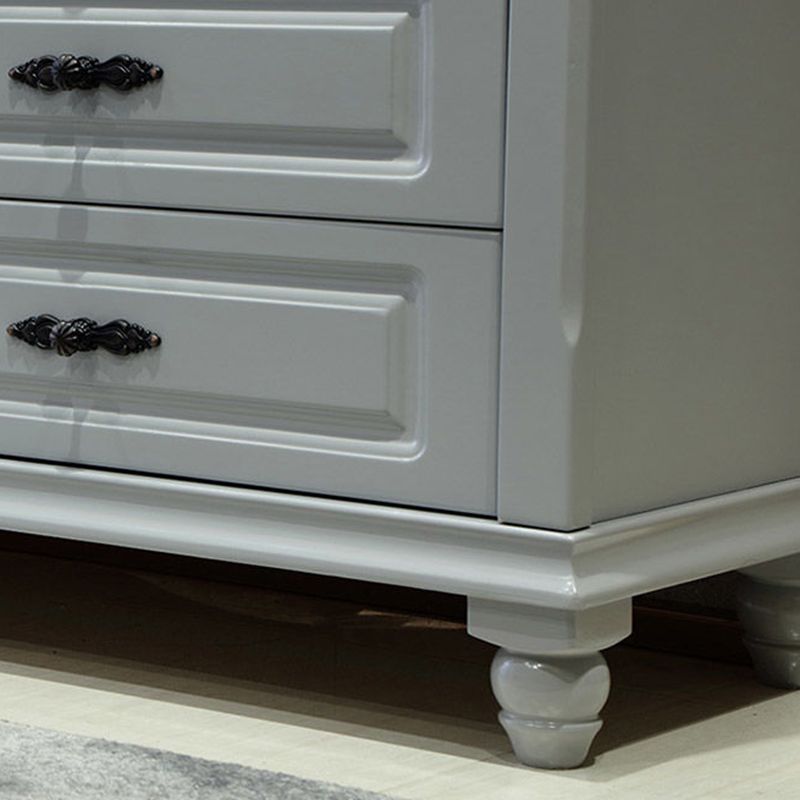 Cassettiera verticale tradizionale in legno di gomma per camera da letto con cassetti