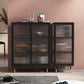 Contemporary Curio Cabinet Glass Doors Metal Storage Cabinet for Living Room