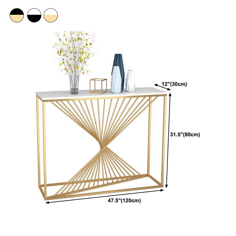 Rectangle Marble Top Accent Table with Iron Frame Base for Hall Clearhalo 'Console Tables' 'console_tables' 'Entry & Mudroom Furniture' 'furn' 'furn_console_tables' 'Furniture' 1200x1200_ebf8f72b-fb75-433a-b7e6-9e4975dccfa2