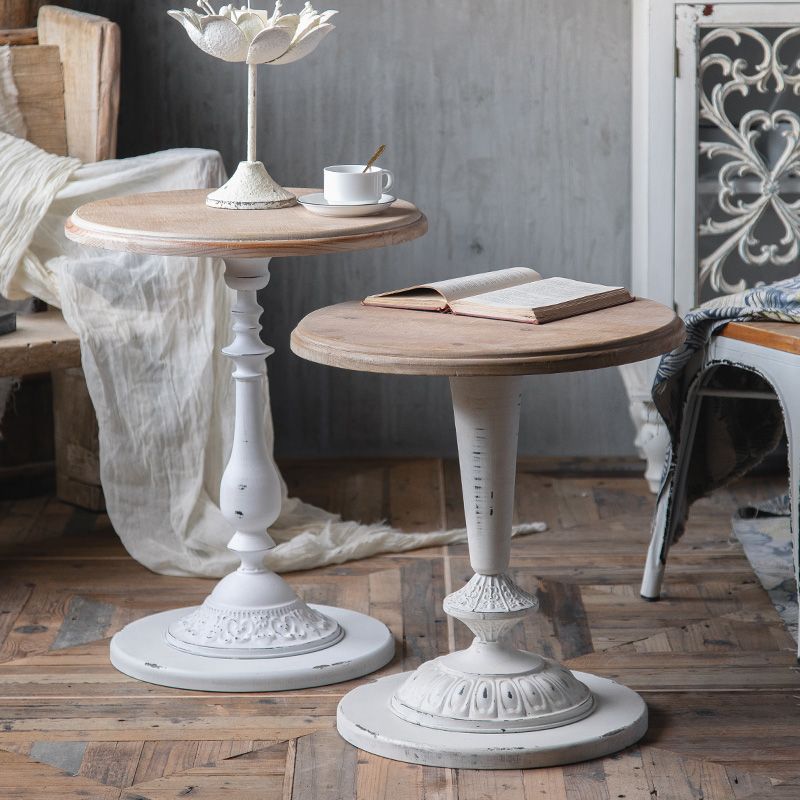 Table d'appoint de campagne de 19 "de largeur de 19" Table d'appoint accent rond pour chambre à coucher