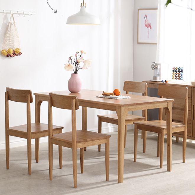 Rectangle Oak Wood Dining Table Modern Kitchen Table in Nature with 4 Legs Clearhalo ' dining_table' 'Dining Tables & Seating' 'Dining Tables' 'furn' 'furn_dining_table' 'Furniture' 'furniture_dining_table' 'Kitchen & Dining Furniture' 'kitchen&dining_furn' 'kitchen' 'kitchen_dining_table' 1200x1200_ebf90c20-5acd-485c-b377-b0242532dac9