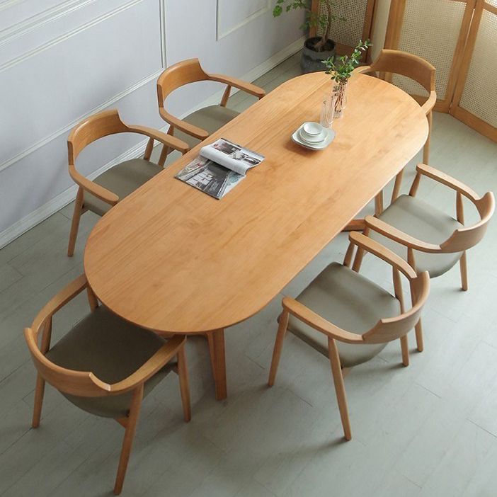 Mesa de comedor de madera maciza oval