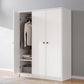 White Wardrobe Armoire with Shelves Engineered Wood Wardrobe Cabinet