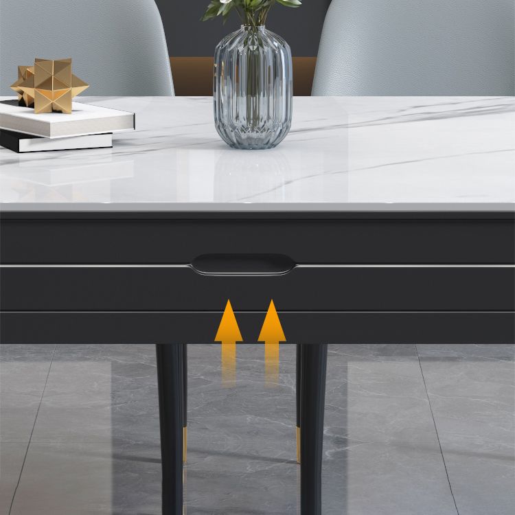 Moderne uitschuifbare eettafel, wit rond stenen tafelblad voor eetkamer