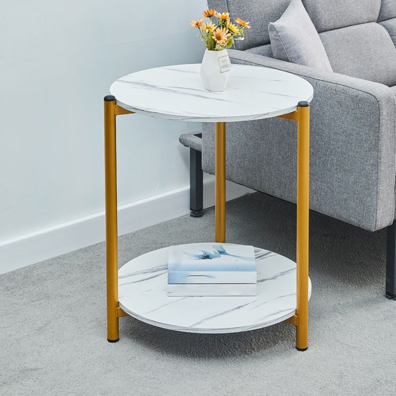 3 Legs Base Design Cocktail Table Brown/white/black Wood-paneled Round Coffee Table Clearhalo 'Coffee & Accent Tables' 'End & Side Tables' 'end_side_table' 'end_side_tables' 'furn' 'furn_end_side_tables' 'Furniture' 'furniture_end_side_table' 'Living Room Furniture' 1200x1200_ebff856c-644f-44eb-a725-c0d8a30a2bfb