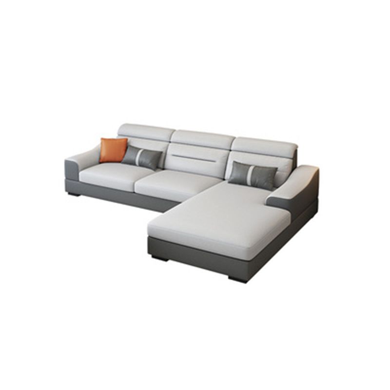 Contemporary Faux Feather Sofa & Chaise with Pillows for Living Room Clearhalo 'furn' 'furn_sectionals' 'Furniture' 'furniture_sectionals' 'Living Room Furniture' 'Sectionals' 1200x1200_ec000039-b715-4e90-ba19-ac5caa4ac2cf