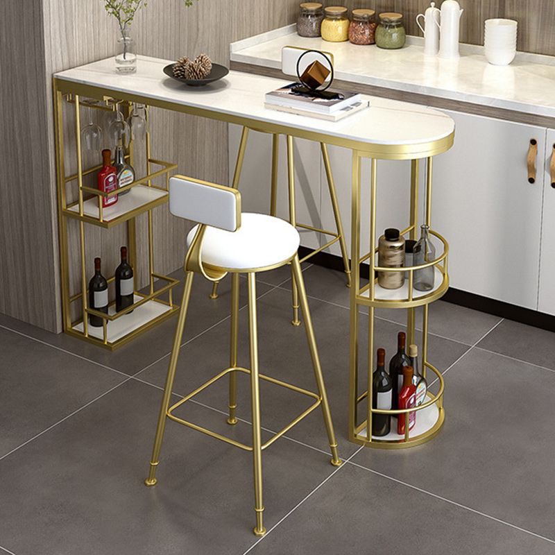 Glam Style 1/2/3 Pieces Bar Table Set Rectangle Stone Bar Table with Metal High Stools Clearhalo 'Bar Furniture' 'furn' 'furn_home_bar_bar_sets' 'Furniture' 'Home Bars & Bar Sets' 'home_bar_bar_sets' 'Kitchen & Dining Furniture' 1200x1200_ec012ab5-8945-4275-8c49-70975c1ba9f7