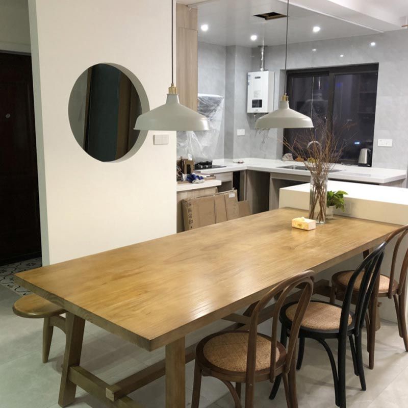 Rechteckige Trestle Basis Esstisch moderne massive Holz natürliche Möbel für das Restaurant