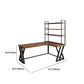 Solid Wood L-Shape Writing Desk Modern Office Desk with Bookshelf