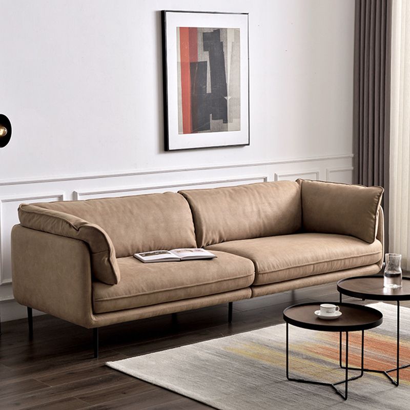 Stationary Faux Leather Living Room Pillow Top Arm Standard Sofa Clearhalo 'furn' 'furn_sofas' 'Furniture' 'furniture_sofas' 'Living Room Furniture' 'Sofa' 'sofas' 1200x1200_ec04c038-6e04-4c3b-a543-9462670bb501