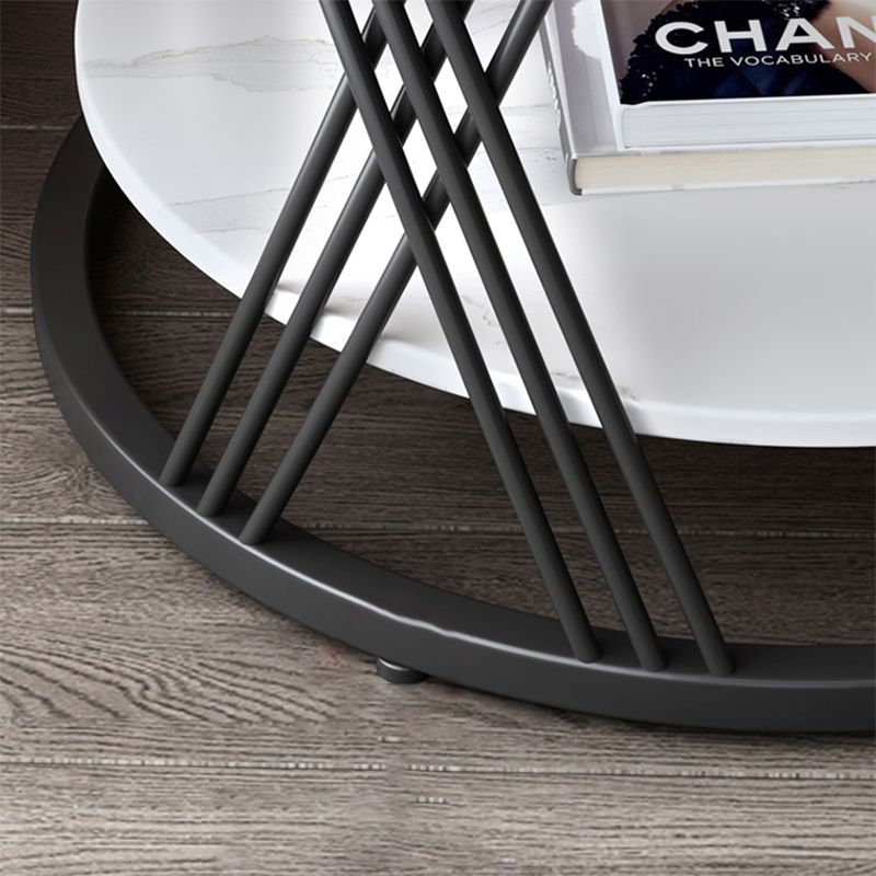 Glam Stone Top Night Table Open Rangement 1 Drawer Met-Legs inclus la table de chevet