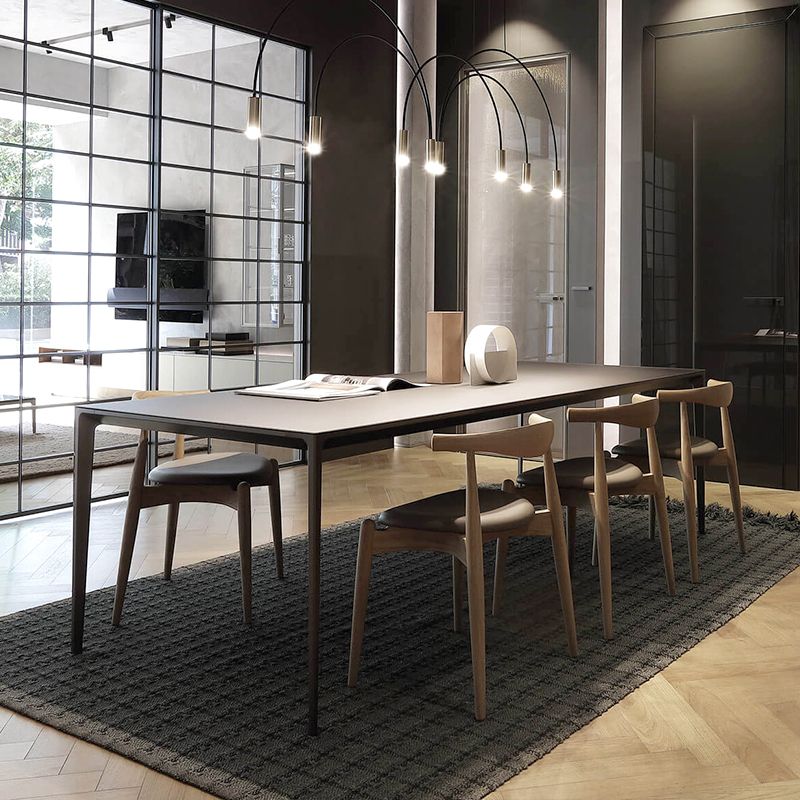 Sintered Stone Scratch Resistant Table Simplicity Style 4 Legs Base Rectangle Table Clearhalo ' dining_table' 'Dining Tables & Seating' 'Dining Tables' 'furn' 'furn_dining_table' 'Furniture' 'furniture_dining_table' 'Kitchen & Dining Furniture' 'kitchen&dining_furn' 'kitchen' 'kitchen_dining_table' 1200x1200_ec058a33-fad5-4bd5-a53d-3112d72d2c43