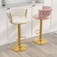 Modern Style Adjustable Backrest Counter Stool with Gold Base and Leather Cushion Clearhalo 'Bar Furniture' 'Bar Stools' 'bar_stools' 'furn' 'furn_bar_stools' 'Furniture' 'Kitchen & Dining Furniture' 1200x1200_ec06c310-be22-4226-8ee3-5efcc31ed5c7