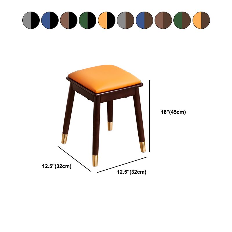 Glam Pouf Ottoman Faux Leather Upholstered Solid Wood Frame Square Ottoman