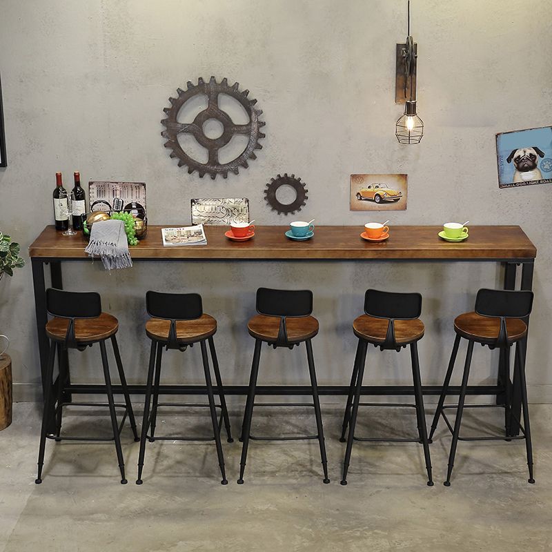 Coffee Shop Rectangle Wood Top Counter Table Iron Base Industrial Bar Table Clearhalo 'Bar Furniture' 'Bar Tables' 'bar_tables' 'furn' 'furn_bar_tables' 'Furniture' 'furniture_bar_tables' 'Kitchen & Dining Furniture' 1200x1200_ec0a3e2e-5fbf-4c70-b9ee-dc66510989f4