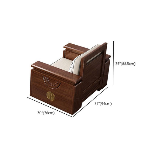 Hedendaagse vaste houten frame bank in bruine katoenen blend sofa