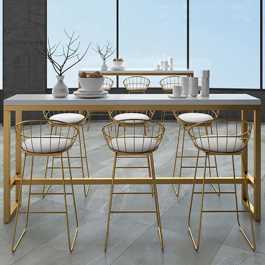 White Glam Style Bar Table in Metal and Wood Bar Indoor Bar Counter Clearhalo 'Bar Furniture' 'Bar Tables' 'bar_tables' 'furn' 'furn_bar_tables' 'Furniture' 'furniture_bar_tables' 'Kitchen & Dining Furniture' 1200x1200_ec0ace50-a1bc-4676-bc24-3ec8d94d6329
