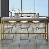 White Glam Style Bar Table in Metal and Wood Bar Indoor Bar Counter Clearhalo 'Bar Furniture' 'Bar Tables' 'bar_tables' 'furn' 'furn_bar_tables' 'Furniture' 'furniture_bar_tables' 'Kitchen & Dining Furniture' 1200x1200_ec0ace50-a1bc-4676-bc24-3ec8d94d6329