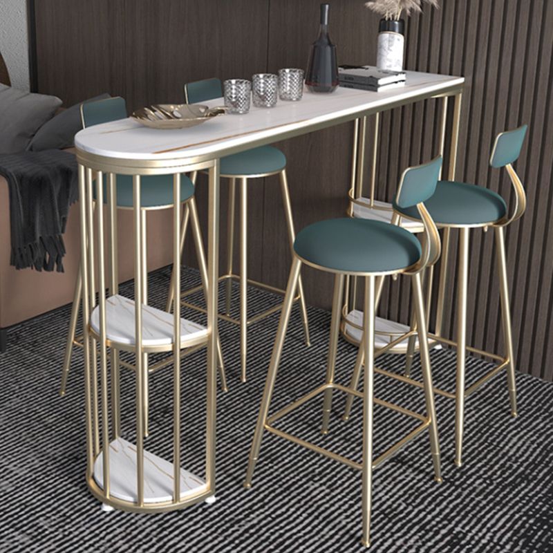 Barhocker-Tisch mit Steinplatte, Bar-Esstisch im glamourösen Stil mit Stauraum