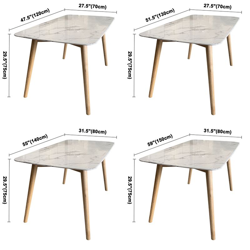 Modern Style Sintered Stone Dining Table Rectangle Table with 4 Wood Legs for Home Clearhalo ' dining_table' 'Dining Tables & Seating' 'Dining Tables' 'furn' 'furn_dining_table' 'Furniture' 'furniture_dining_table' 'Kitchen & Dining Furniture' 'kitchen&dining_furn' 'kitchen' 'kitchen_dining_table' 1200x1200_ec0b1295-113b-4fb7-9c5d-291cbed43b3e