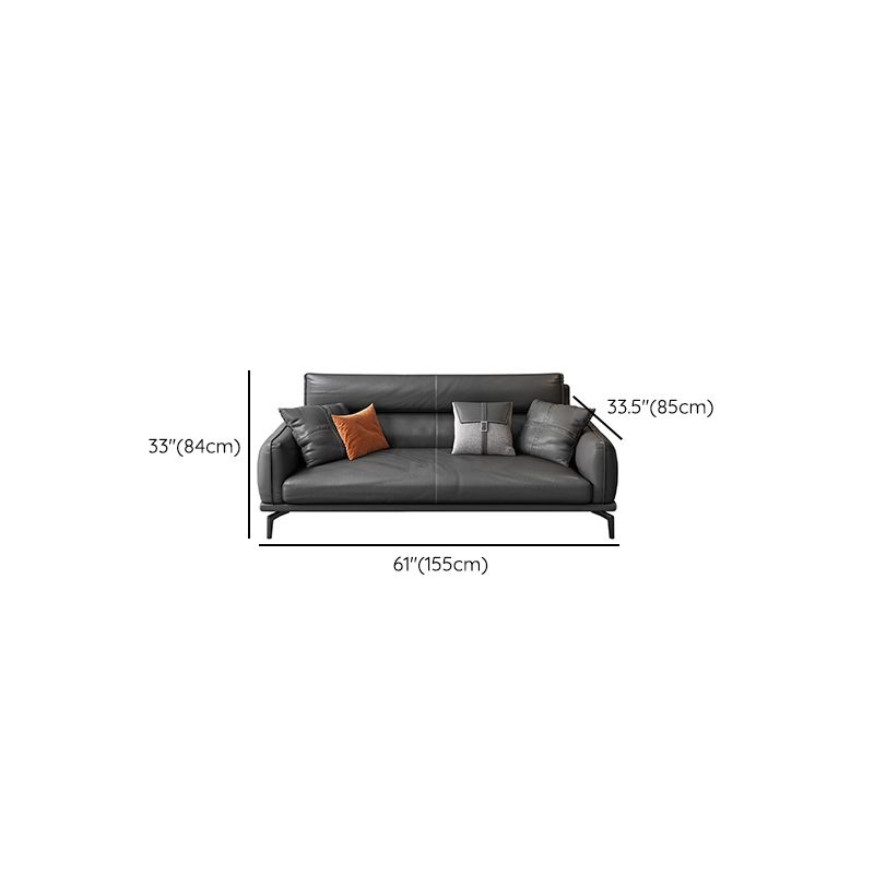 Upscale Grey Sofa with Four Legs Leather Sofa Living Room Seating Clearhalo 'furn' 'furn_sofas' 'Furniture' 'Living Room Furniture' 'Sofa' 'sofas' 1200x1200_ec0ddf15-8f09-474f-8bbf-b837ad6c9b66