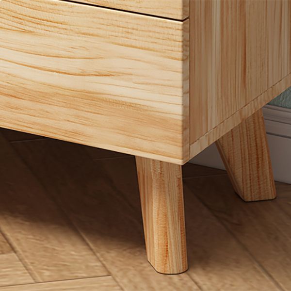 Pine Wood Glass Paned Accent Cabinet 47.6" Tall Natural Storage Chest Clearhalo 'Cabinets & Chests' 'cabinets_chests' 'furn' 'furn_cabinets_chests' 'Furniture' 'Living Room Furniture' 1200x1200_ec131bdf-d6aa-47c1-b3b0-b7f3b7643694