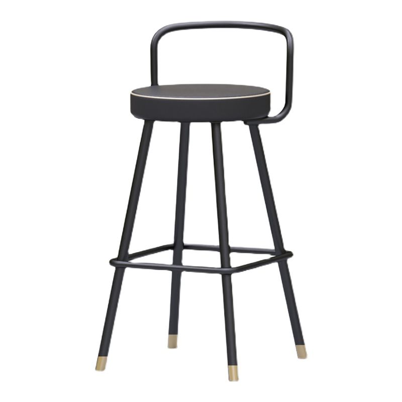 Contemporary Metal Leather Bar Stools Indoor Barstool with Iron Legs and Low Back,1 Piece Clearhalo 'Bar Furniture' 'Bar Stools' 'bar_stools' 'furn' 'furn_bar_stools' 'furniture_bar_stools' 'Kitchen & Dining Furniture' 'kitchen&dining_furn' 'kitchen' 'kitchen_furn' Furniture' 1200x1200_ec1369f1-1679-419f-b535-16004b2c4d77