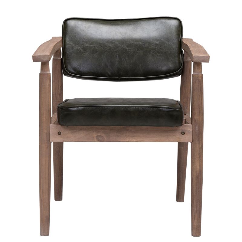 Farmhouse Rubberwood Open Back Arm Chair Matte Finish Leather Dining Chair Clearhalo ' kitchen&dining_furn' 'Dining Chairs' 'Dining Tables & Seating' 'dining_chair' 'furn' 'furn_dining_chair' 'Furniture' 'furniture_dining_chair' 'Kitchen & Dining Furniture' 'kitchen' 1200x1200_ec14bdde-e13b-42dc-9322-4ad8f17046e3