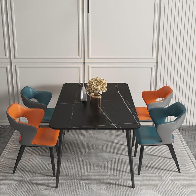 Industrial Style Faux Leather Side Chair with 4 Metal Legs Open Back Dining Side Chair Clearhalo ' kitchen&dining_furn' 'Dining Chairs' 'Dining Tables & Seating' 'dining_chair' 'furn' 'furn_dining_chair' 'Furniture' 'furniture_dining_chair' 'Kitchen & Dining Furniture' 'kitchen' 1200x1200_ec17058d-95bb-4d9e-8c98-96d5892ab28a