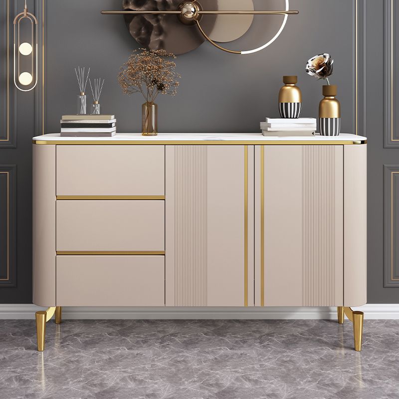 Armadietto di sideboard in pietra e legno con cassetti a buffet glam