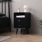 23" H Solid Wood Night Table Modern 2-Drawer Open Storage Legs Included Nightstand