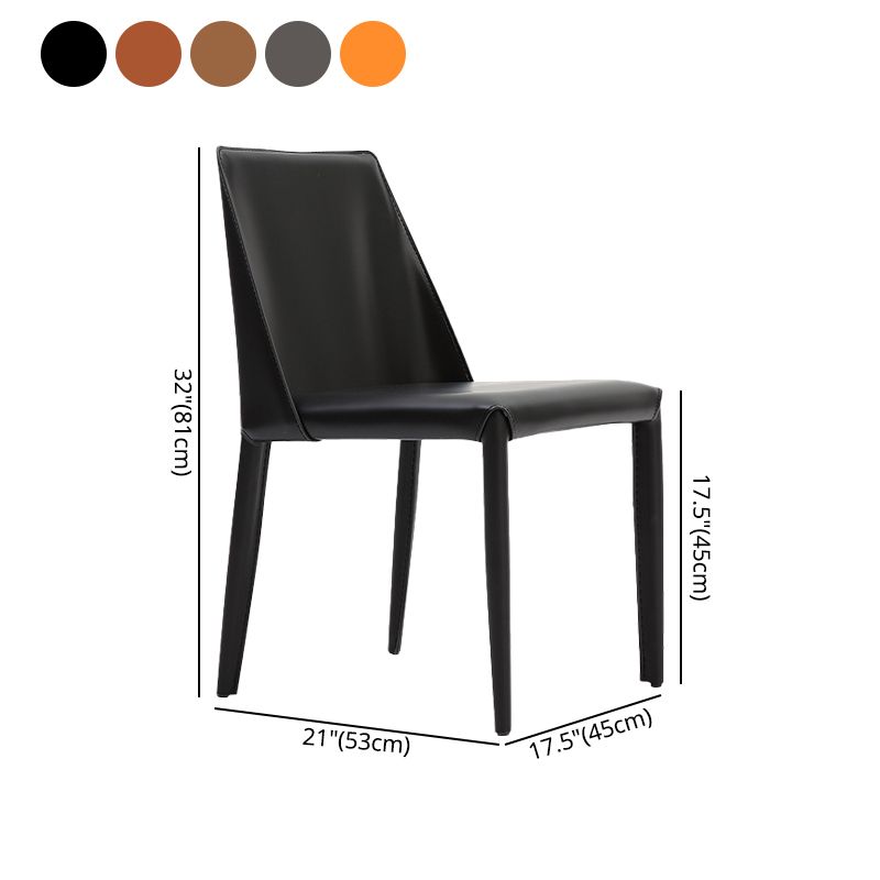 Contemporary Style Leather Dining Chairs Solid Back Armless Chairs for Home Use (Set of 2) Clearhalo ' kitchen&dining_furn' 'Dining Chairs' 'Dining Tables & Seating' 'dining_chair' 'furn' 'furn_dining_chair' 'Furniture' 'furniture_dining_chair' 'Kitchen & Dining Furniture' 'kitchen' 1200x1200_ec1897ef-b3fc-4b3d-87b5-b9d056e38d52
