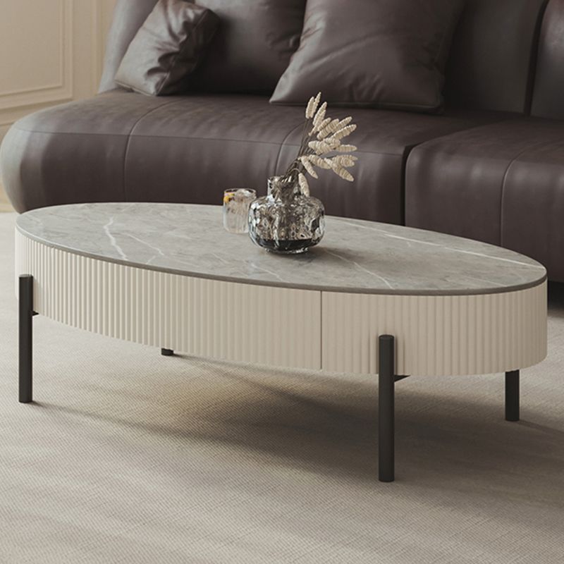 Glam 4 gambe tavolo da cocktail caffè in ardesia con cassetti