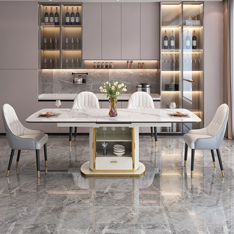 Extendable Sintered Stone Dining Table for Restaurant Luxury Storage Table with Pedestal Clearhalo ' dining_table' 'Dining Tables & Seating' 'Dining Tables' 'furn' 'furn_dining_table' 'Furniture' 'furniture_dining_table' 'Kitchen & Dining Furniture' 'kitchen&dining_furn' 'kitchen' 'kitchen_dining_table' 1200x1200_ec19d923-616d-419b-88be-1bdb79cfb1d7