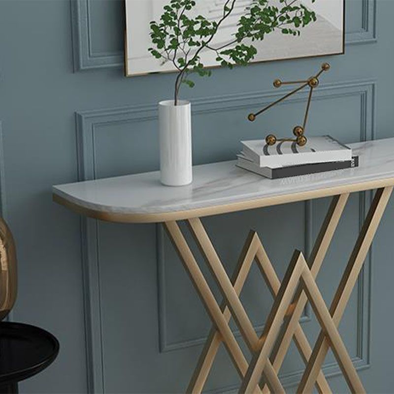 Tavolo da console in marmo glam da 12 "W tavolo da accento resistente alle macchie mezzano per la sala