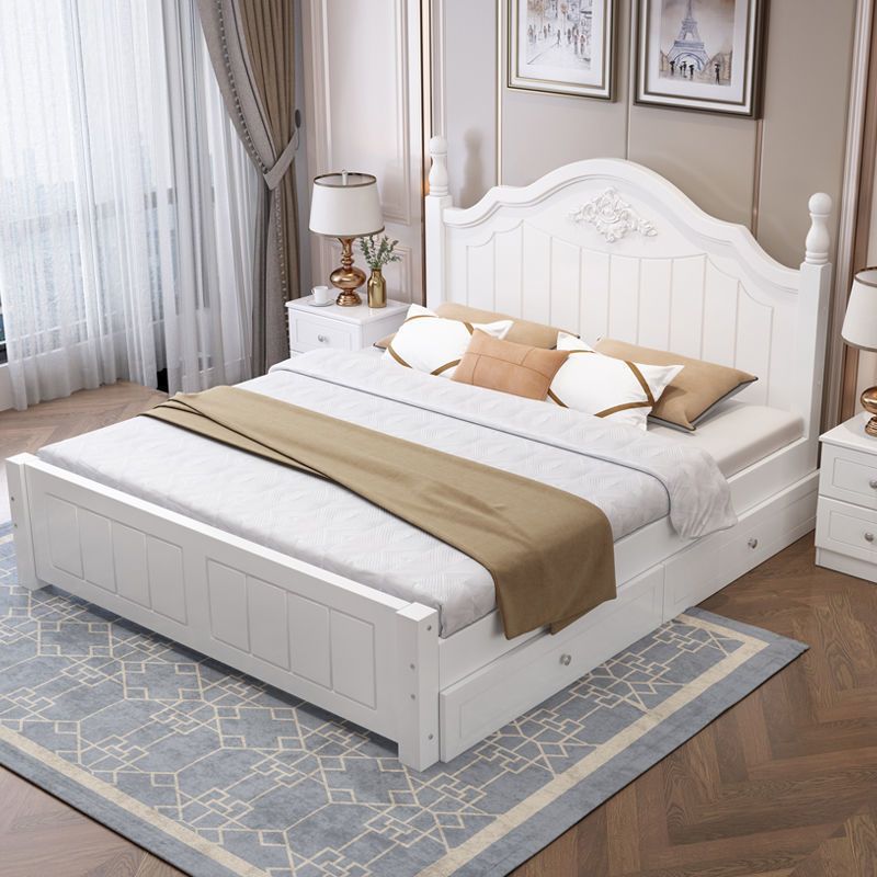 Letto a pannello di campagna francese con letto di testiera standard arcuata bianca
