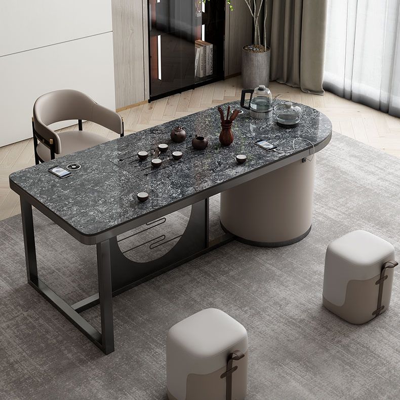 Modern Open Back Arm Chair Metal and Faux Leather Dining Chair Clearhalo 'Dining Chairs' 'Dining Tables & Seating' 'dining_chair' 'furn' 'furn_dining_chair' 'Furniture' 'Kitchen & Dining Furniture' 1200x1200_ec20120d-a822-4ece-9cc3-a84f9c901993