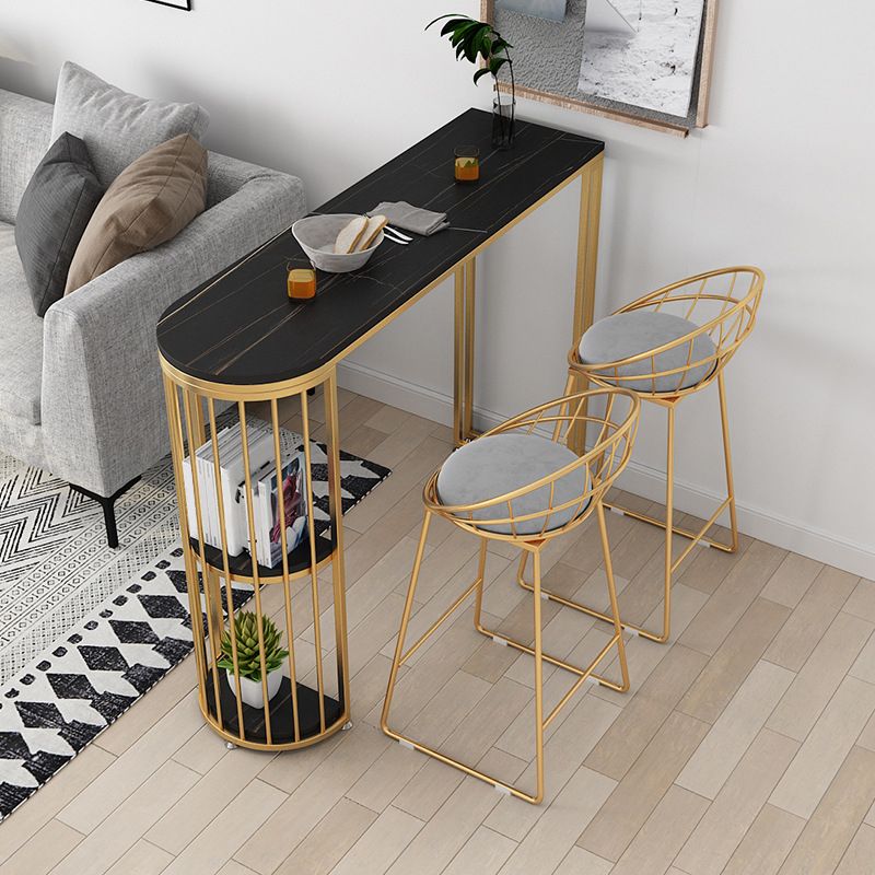 Sintered Stone Bar Tisch Gold und Metall Basisbartisch für Küchen Wohnzimmer