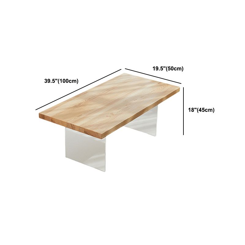 Scandinavian Rectangle Coffee Table with Solid Wood Top and 2 Acrylic Legs Clearhalo 'Coffee & Accent Tables' 'Coffee Tables' 'coffee_tables' 'furn' 'furn_coffee_tables' 'Furniture' 'Living Room Furniture' 1200x1200_ec248fb9-e215-484e-84c8-d263cb9181f5