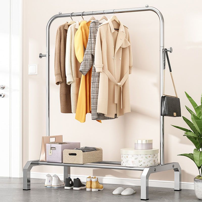 Industrielle Edelstahlhalle Hang Hängende Schienen untere Regal und 2 Haken Kleiderbügel