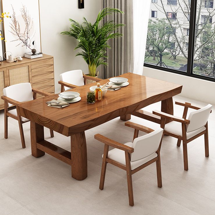 Pine Solid Wooden Table Rectangle Dining Table with Double Pedestal, in Brown Clearhalo ' dining_table' 'Dining Tables & Seating' 'Dining Tables' 'furn' 'furn_dining_table' 'Furniture' 'furniture_dining_table' 'Kitchen & Dining Furniture' 'kitchen&dining_furn' 'kitchen' 'kitchen_dining_table' 1200x1200_ec2637f8-a6c3-41f8-bd71-c094cbee5cc9