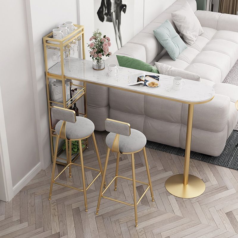 Tavolo da bar top in marmo Tavolo da pub a cornice metallica contemporanea con archiviazione