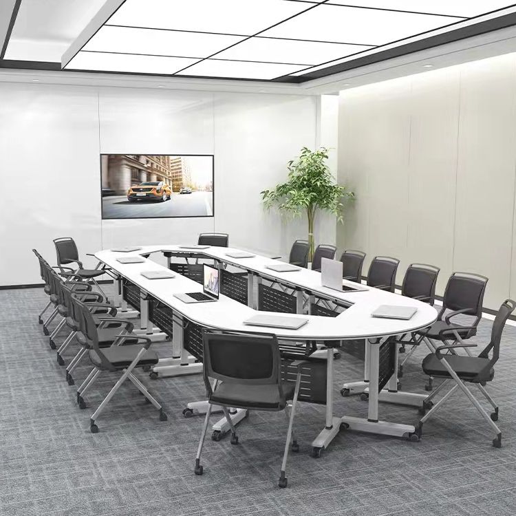 Escritorio plegable blanco escritorio fabricado con escritorio rectangular de madera fabricada con ruedas con ruedas