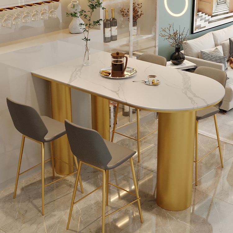 White Stone Top Counter-height Pub Table Contemporary Legs Bar Dining Table Clearhalo 'Bar Furniture' 'Bar Tables' 'bar_tables' 'furn' 'furn_bar_tables' 'Furniture' 'Kitchen & Dining Furniture' 1200x1200_ec26c015-6359-4f3a-88d0-75987ec09d50