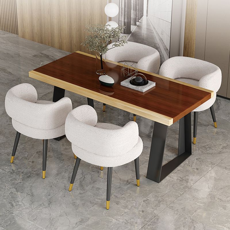 Modern Style Dining Table Solid Wood Rectangle Table with Black Base Clearhalo 'Dining Tables & Seating' 'Dining Tables' 'dining_table' 'furn' 'furn_dining_table' 'Furniture' 'Kitchen & Dining Furniture' 1200x1200_ec2a9f14-03fb-4cb4-8c4b-5343769b944a