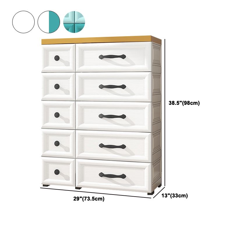 Modern Style Non-Hanging Armoire Plastic Wardrobe Closet with Drawers